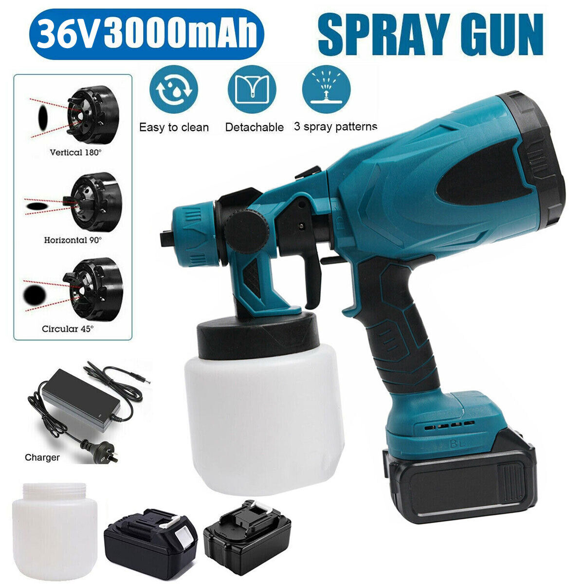 Cordless High Pressure Airless Spray Gun Paint Sprayer For Makita 36V Battery