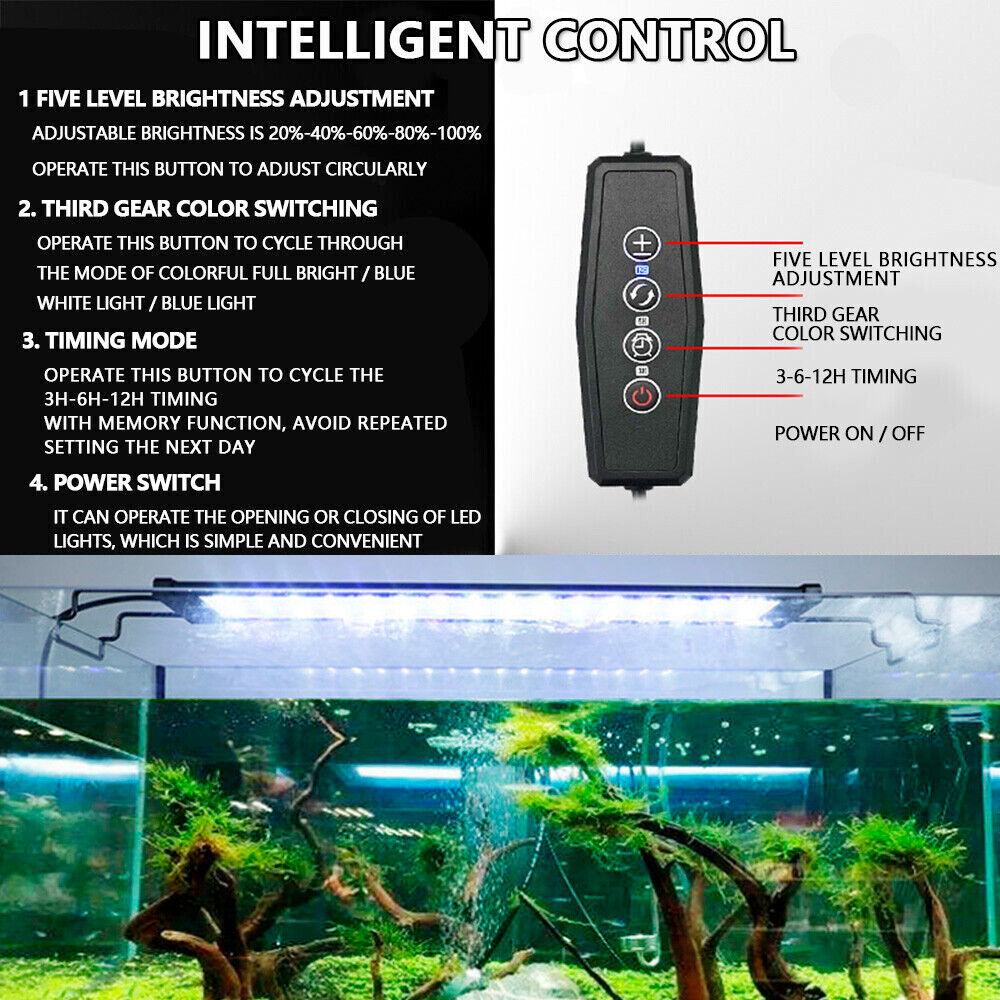 40/60/90Aquarium Light Lighting Full Spectrum Aqua Plant Fish Tank Bar LED Lamp