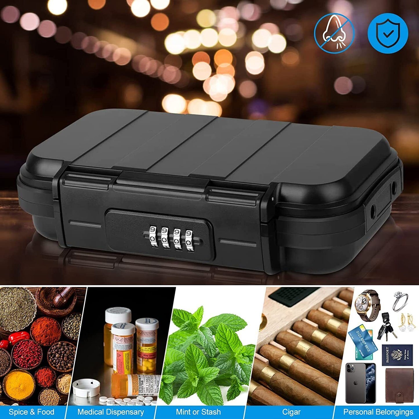 Stash Box Storage Container ABS Plastic with combination lock Smell Proof AU