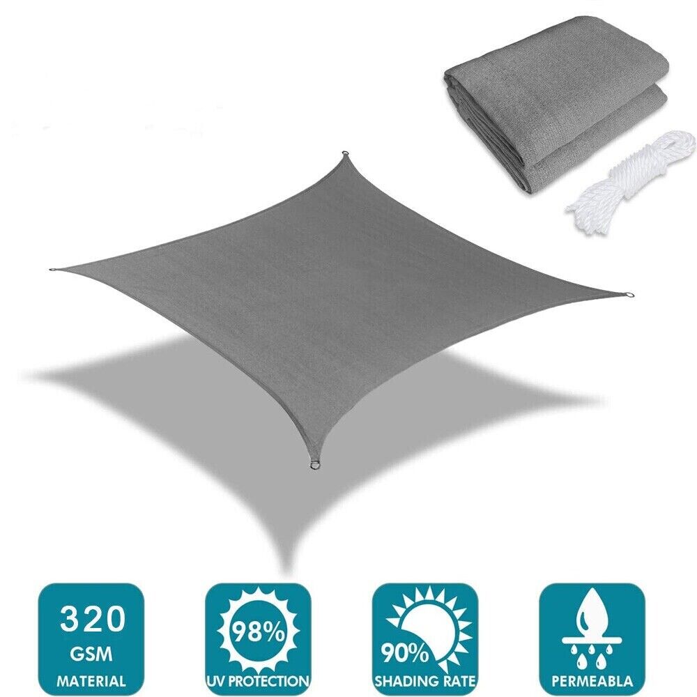 320GSM Sun Shade Sail Cloth Canopy Outdoor Awning Rectangle Square Grey Sand