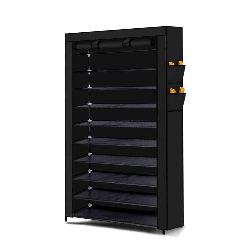 Portable 10 Tier Shoe Rack Storage Cabinet Organiser Wardrobe Cover