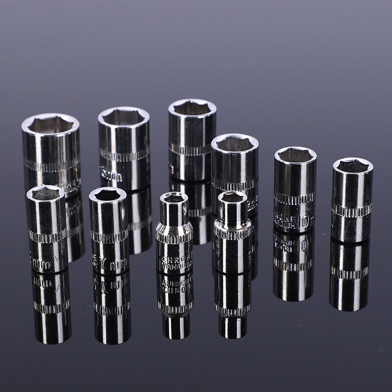 53PCS Deep Socket Set Metric Wrench CRV 1/4" Drive Flexiable Extension Bar Tools