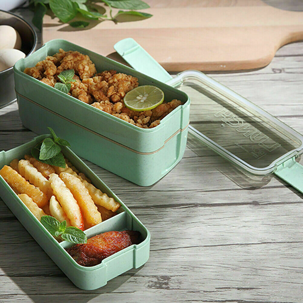 Bento 3-Layer Box Students Lunch Box Eco-Friendly Leakproof 900ml Food Container