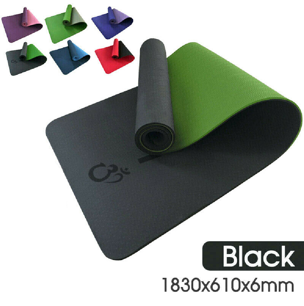 TPE Yoga Mat Eco Friendly Exercise Fitness Gym Pilates Non Slip Dual Layer AU