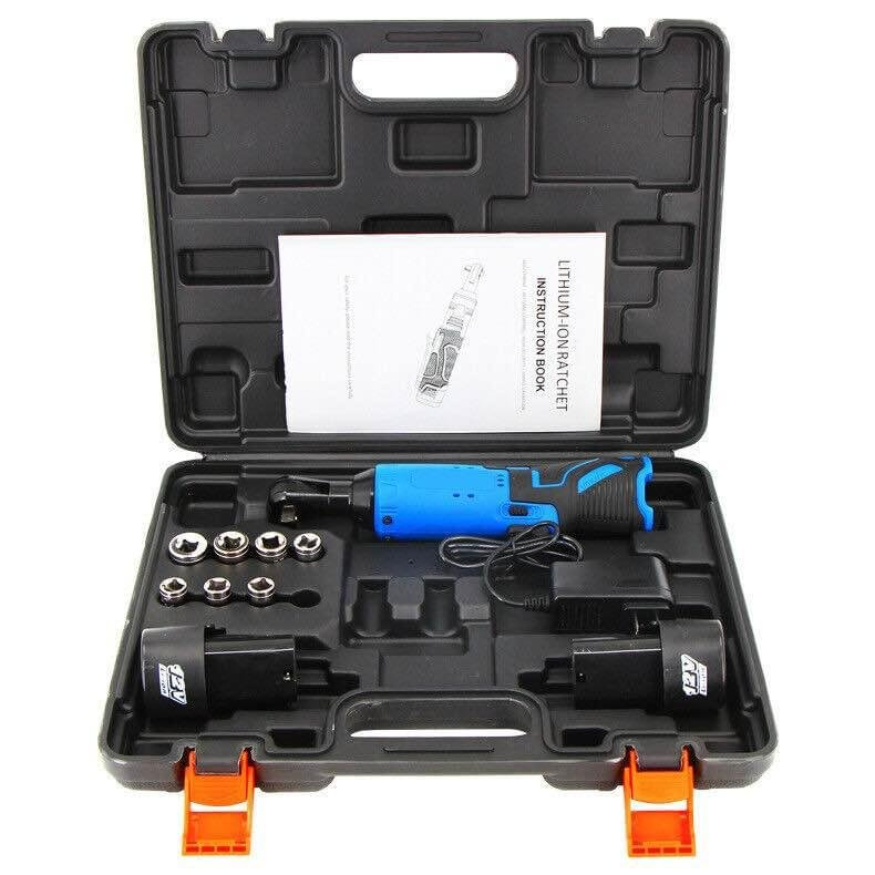 Cordless Electric Ratchet Right Angle Wrench Tool 3/8'' 18V 90° 100Nm +Battery