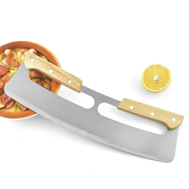 35CM Stainless Steel Pizza Cutter Rocker Blade Slicer with Protective Cover