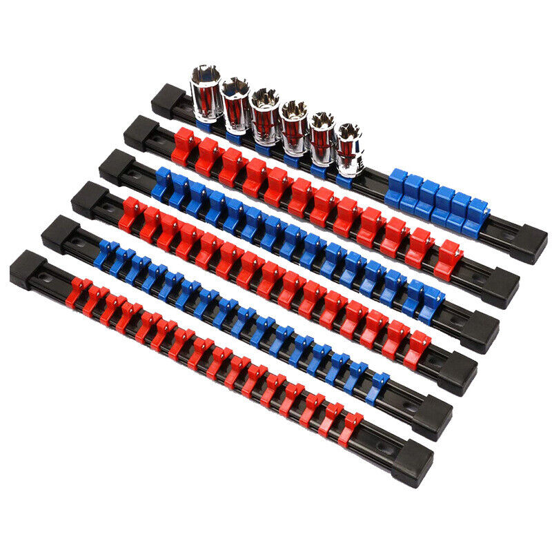 6Pc Socket Holder Sockets Storage Rail Rack Organizer Mountable Sliding AU