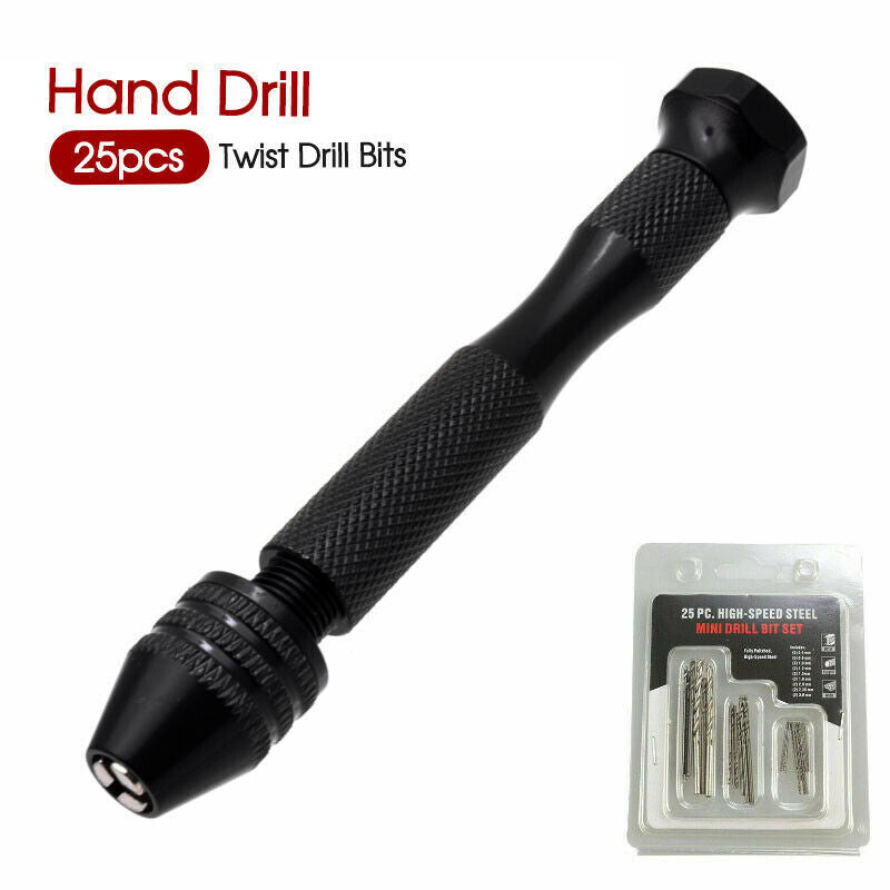 20/25PCS Mini hand drill Vise Hand Bits Twist Woodworking Set Precision Pin ausell