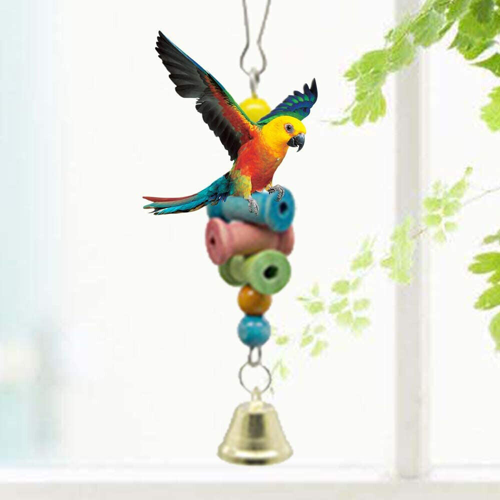 10X Pet Colorful Parrot Bird Rope Cage Perch Bungee Hanging Swing Ladder Toys AU