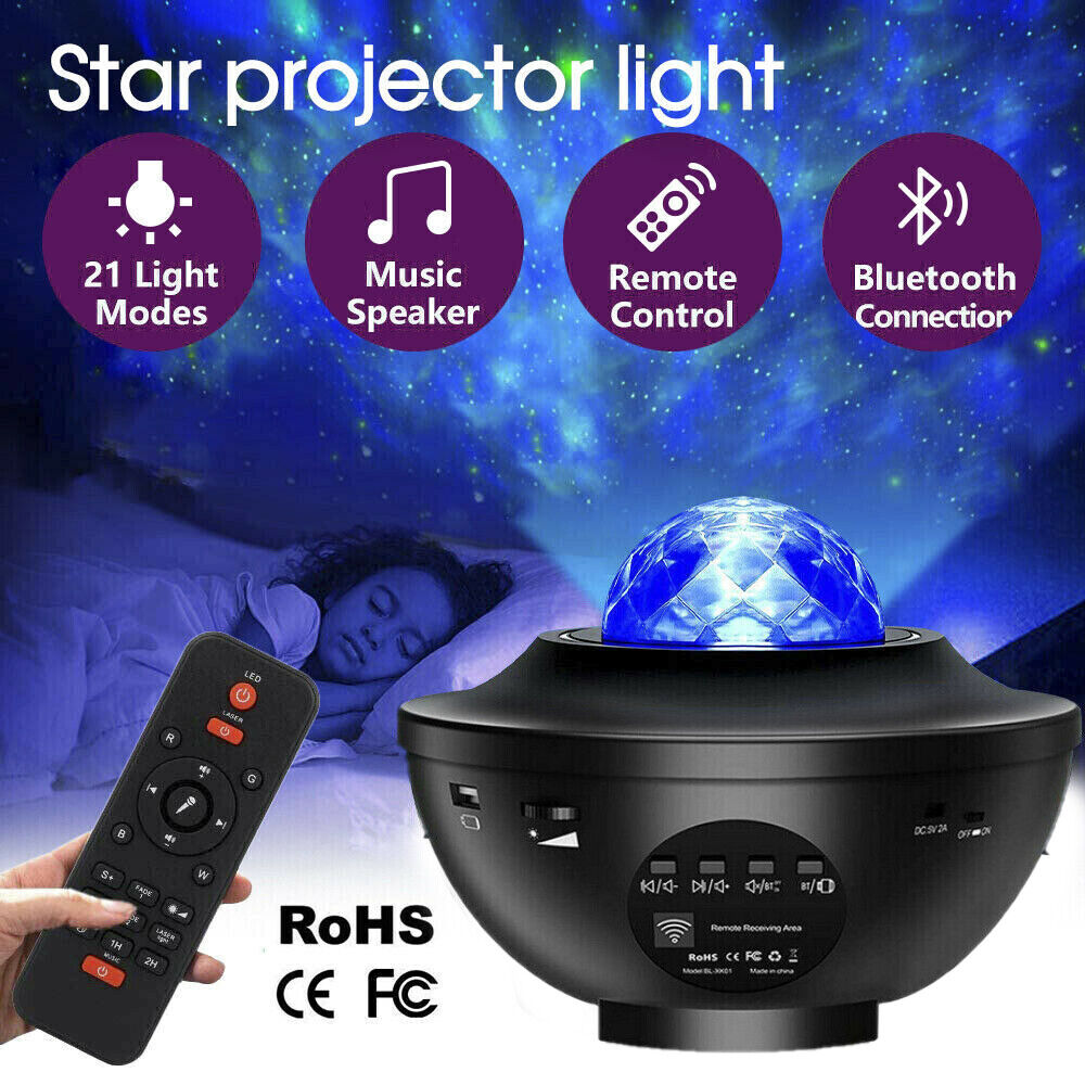 LED Galaxy Starry Night Light Projector Ocean Star Sky Party Kids Baby Room Lamp