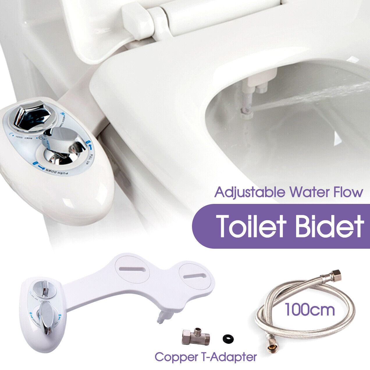 Toilet Bidet Seat Attachment Spray Hygiene Water Wash Clean Sanitation Bathroom