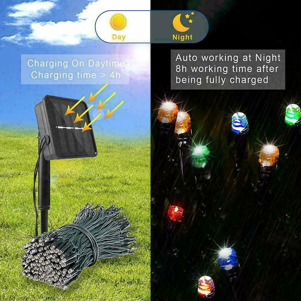 100/200/500 LED Solar Fairy String Lights Outdoor Garden Christmas Party Decor