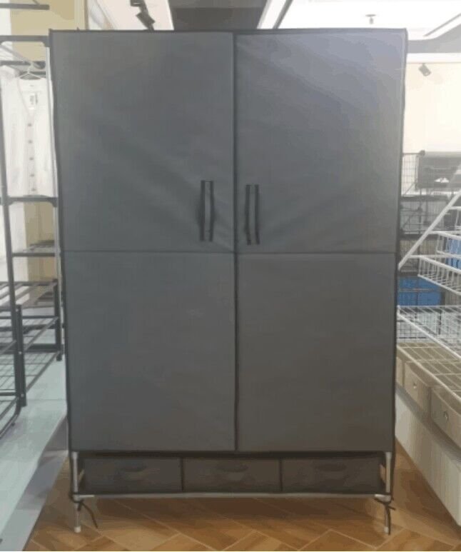 Wardrobe Double Door 90*45*170cm with Drawers Folding Assembly