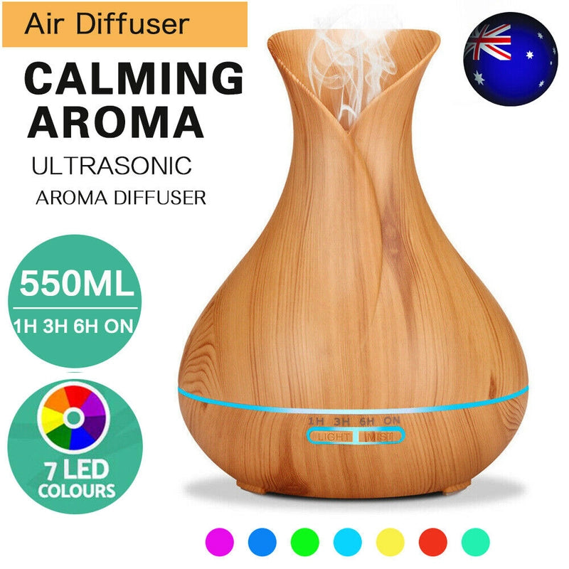 Aroma Aromatherapy Diffuser LED Essential Oil Ultrasonic Light wood