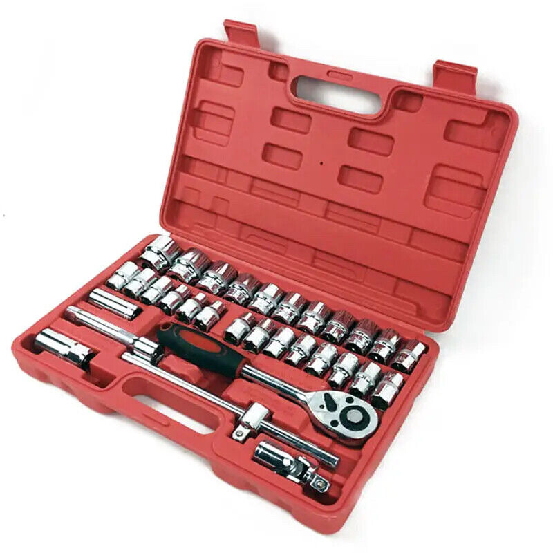 32Pcs CRV Socket Set 1/2in Ratchet Sleeve Wrench Quick Release Spanner Auto Re