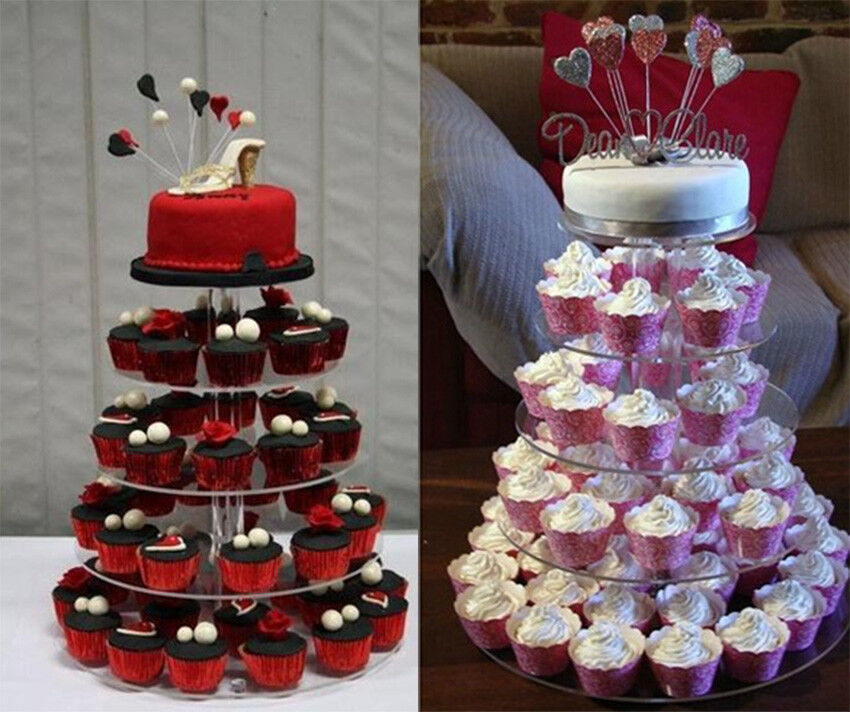 Acrylic Clear Round Cupcake Cake Stand Birthday Wedding Party 3/4/5Tier