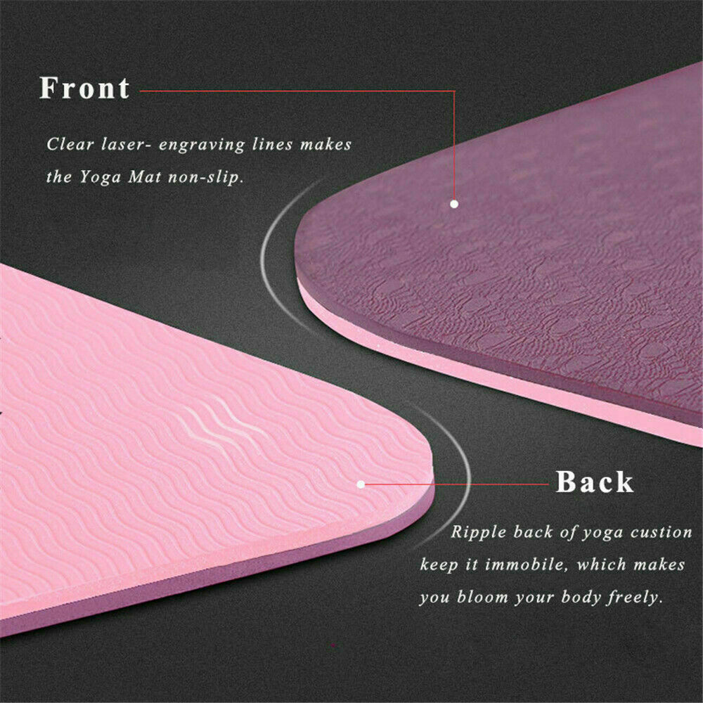 TPE Yoga Mat Eco Friendly Exercise Fitness Gym Pilates Non Slip Dual Layer AU