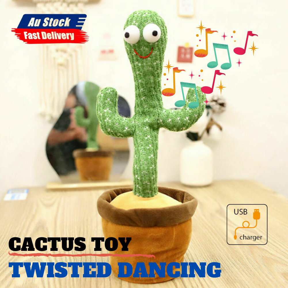 Bring Joy Dancing Cactus Plush Toy Doll USB Electronic Recording Shake With Song