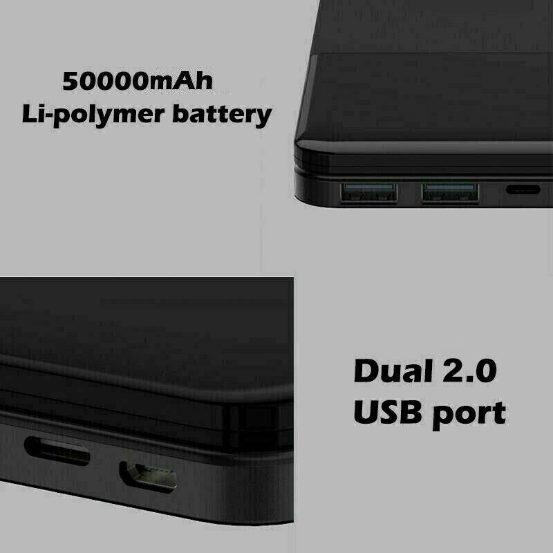 50000mAh Portable Power Bank Charger With LCD 2USB External Battery Pack AU