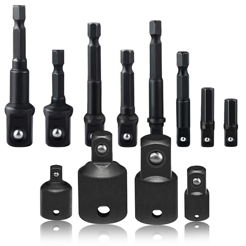 Drill Socket Adapter Set Impact Nut Driver Hex Extension Bit 1/4" 3/8" 1/2" 12Pc