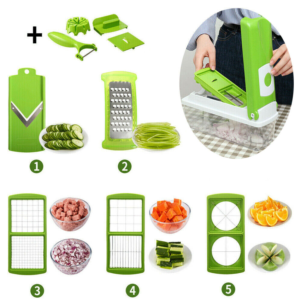13IN1 A Food Slicer Fruit Cutter Dicer Nicer Container Chopper Peeler Vegetable