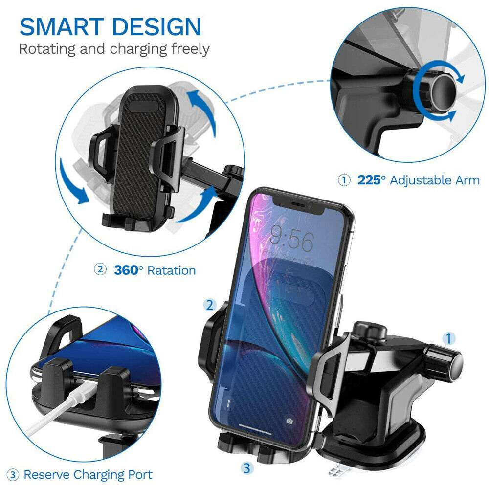 Universal 360° Windshield Mount Car Holder Cradle Long Neck