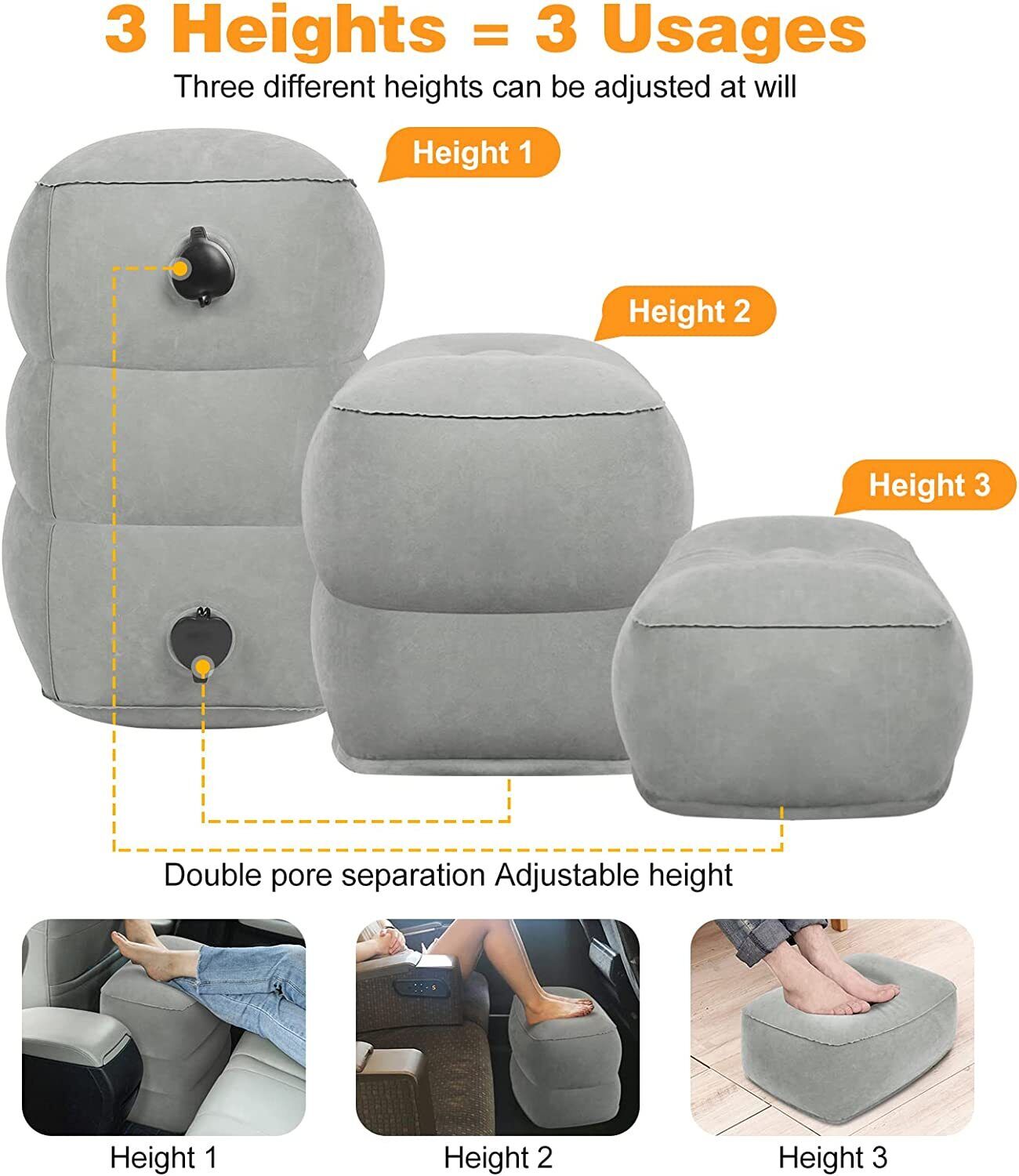 NEW Inflatable Foot Rest Travel Air Pillow Cushion Office Home Footrest Relax AU