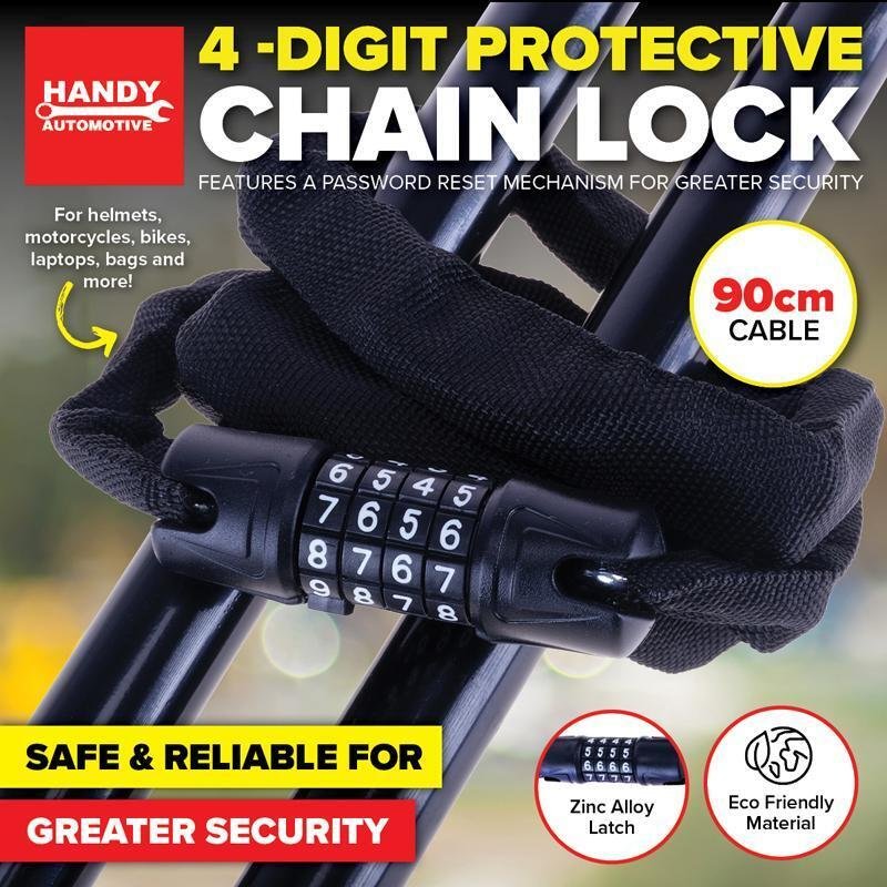 Heavy Duty Chain Lock Security 4-Digit Combination Bike Bicycle Motorcycle 90cm