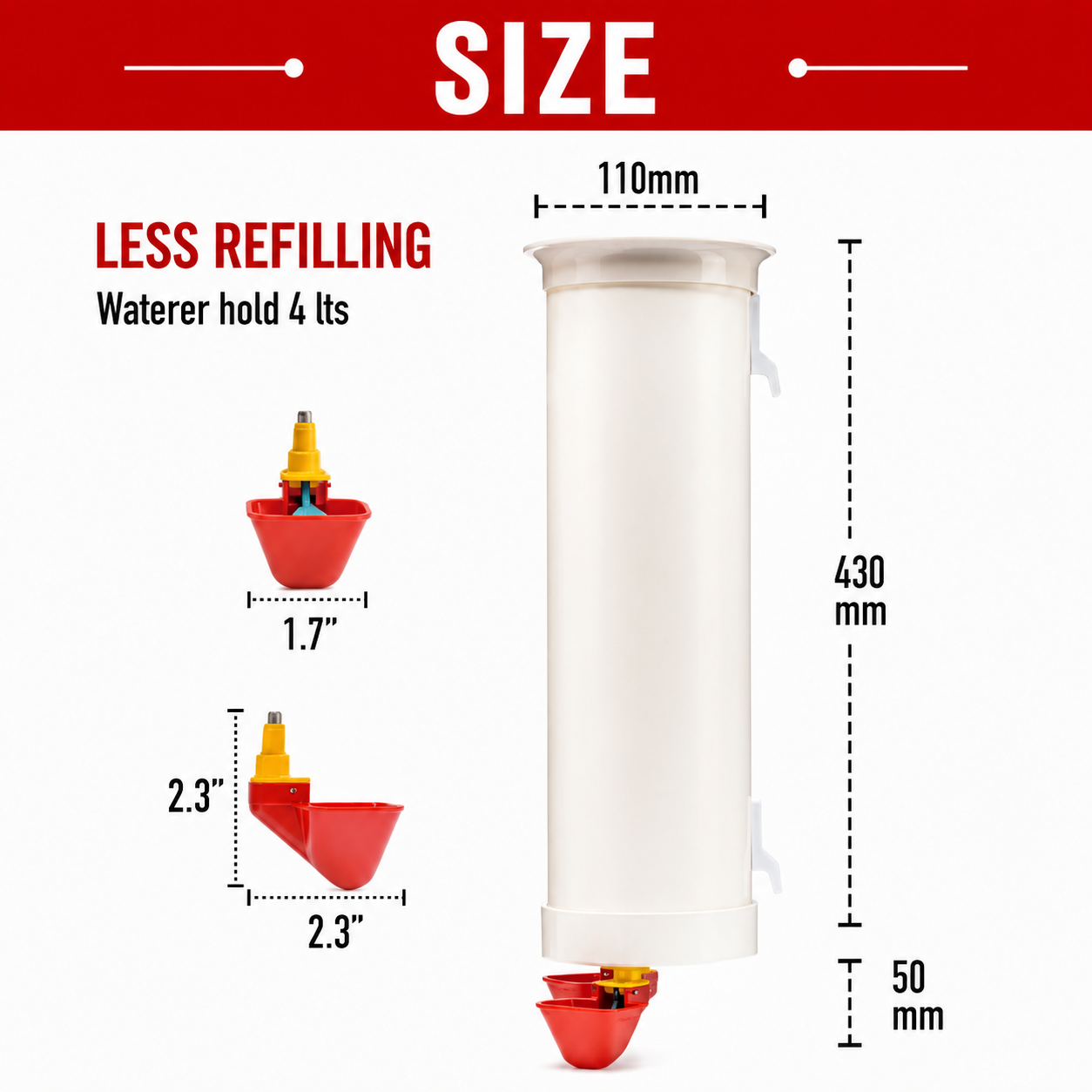 Automatic Poultry Feeder & Water Drinker Set Chicken Coop 3KG 4L