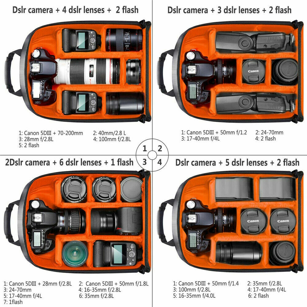 Camera Bag Case Backpack For Canon Sony Nikon SLR DSLR Waterproof Shockproof AU