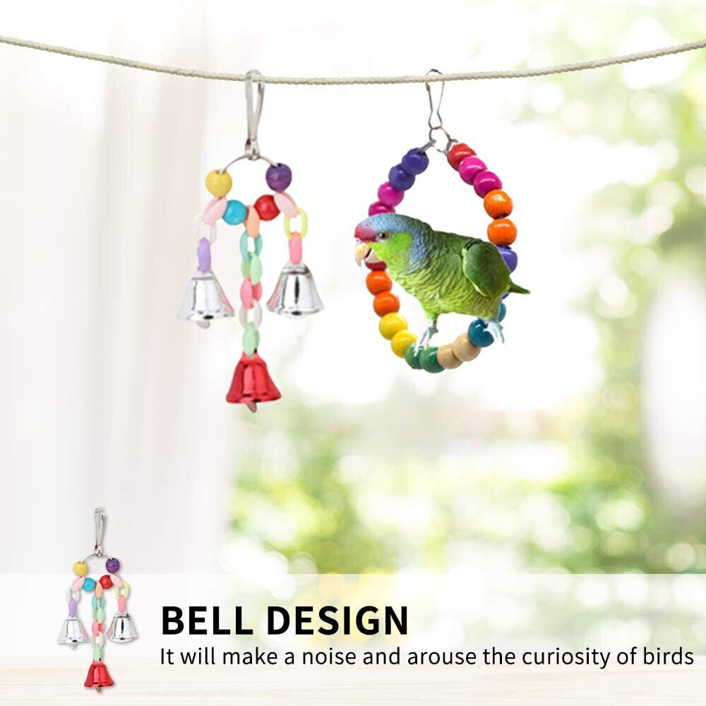 10X Pet Colorful Parrot Bird Rope Cage Perch Bungee Hanging Swing Ladder Toys AU