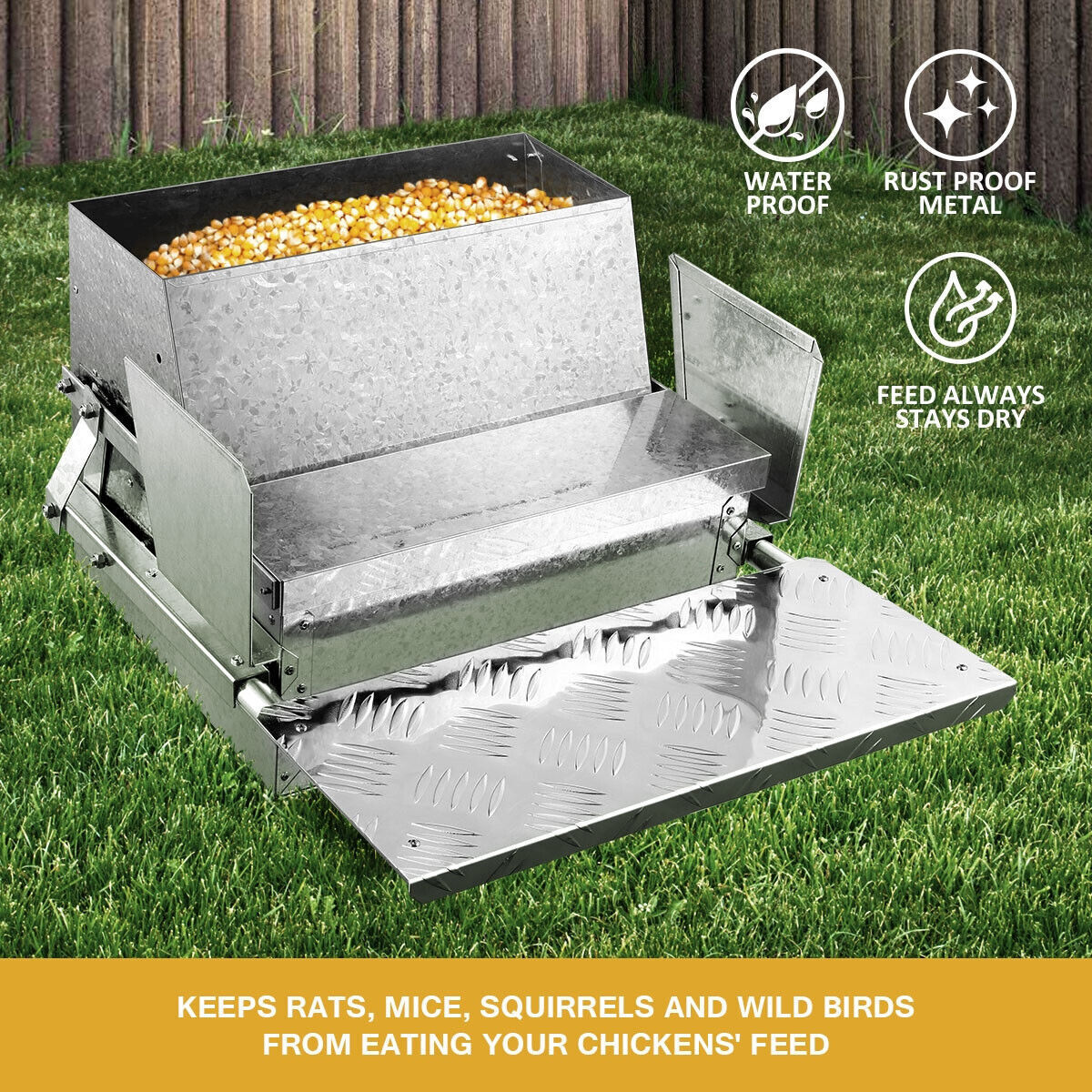 20LBS Auto Automatic Chicken Feeder Galvanized Poultry Chook Treadle Self Coop