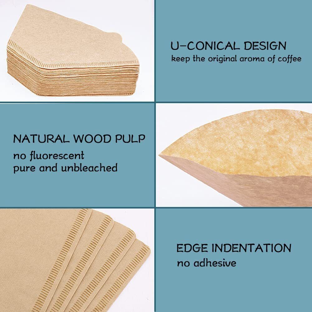 100Pcs Coffee Filter Paper Original Natural Unbleached Wooden Drip Paper