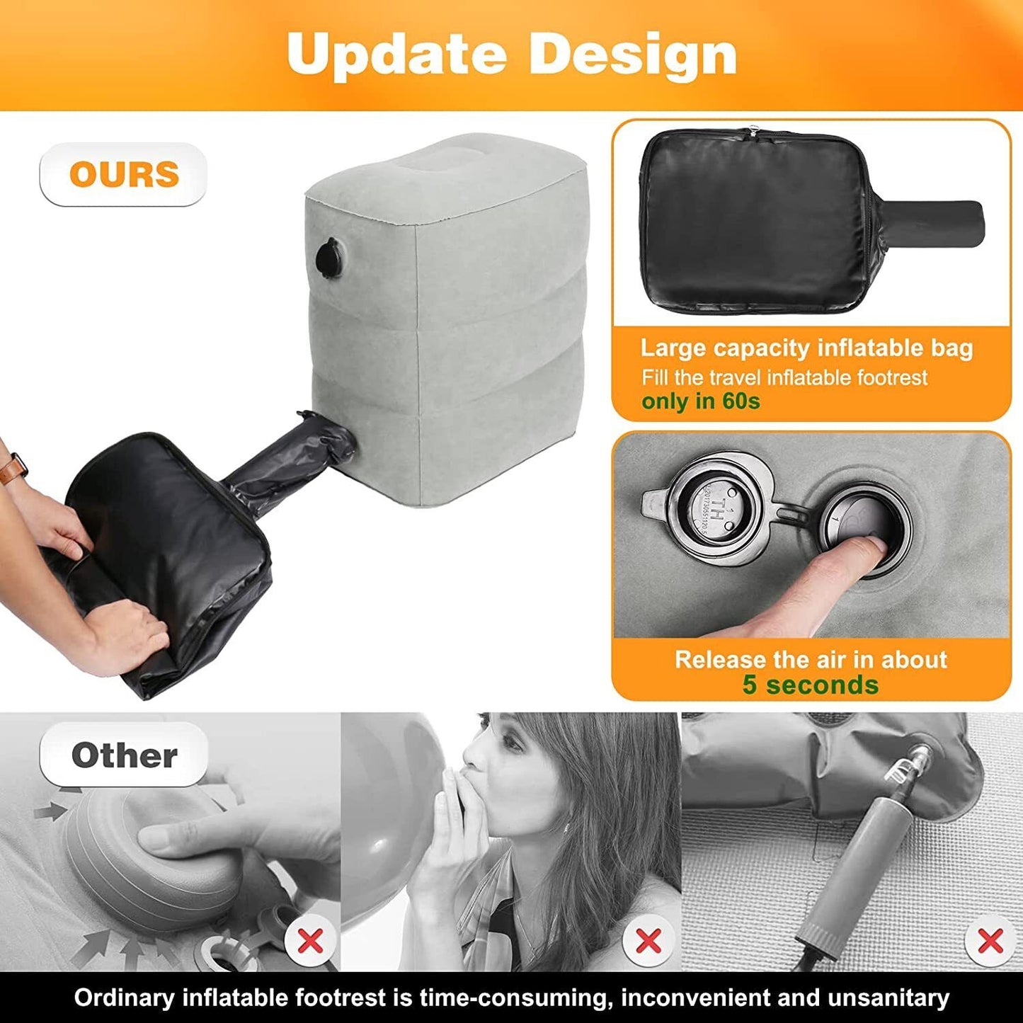 NEW Inflatable Foot Rest Travel Air Pillow Cushion Office Home Footrest Relax AU