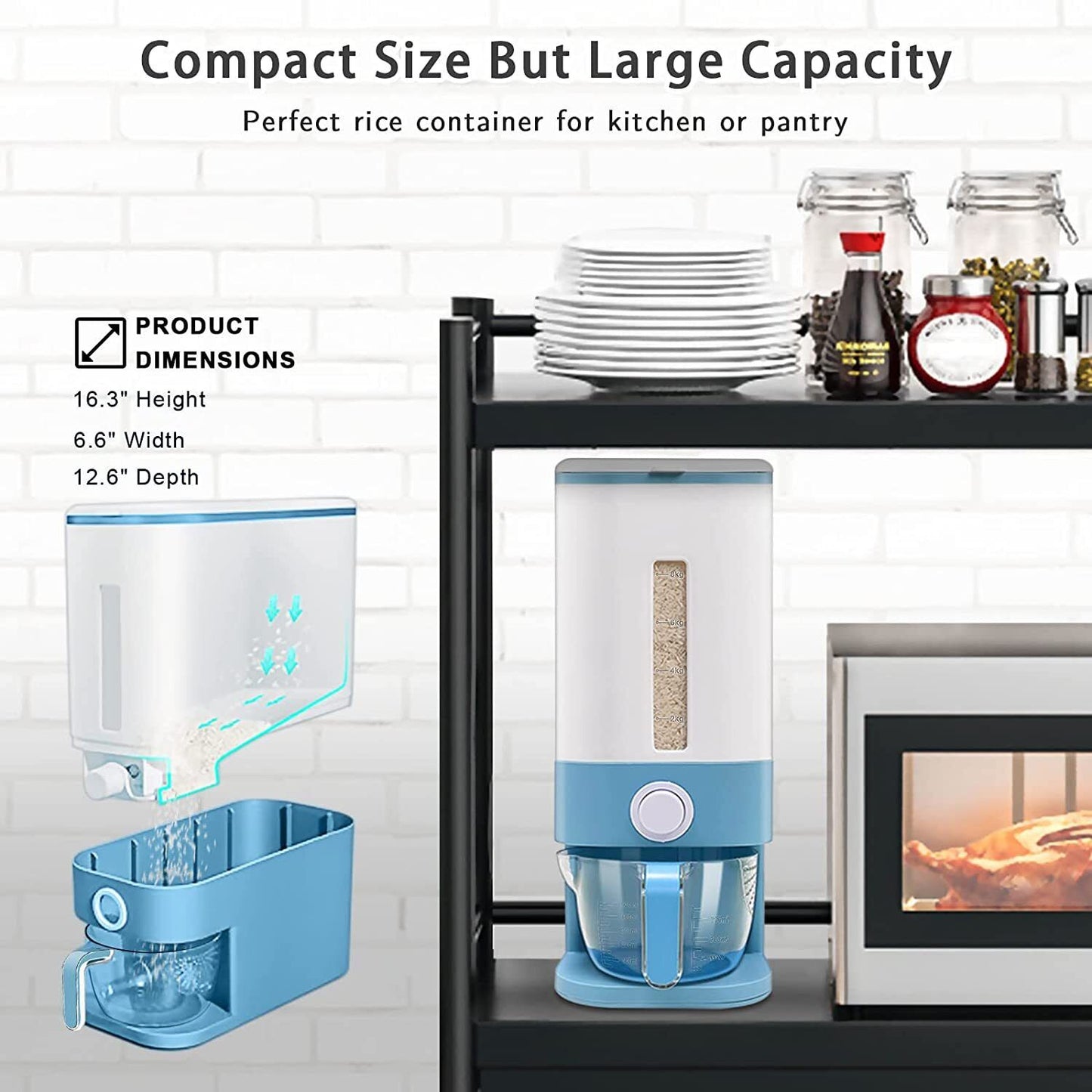 Auto Plastic Dry Food Storage Container Airtight Cereal Rice Lid Box Dispenser