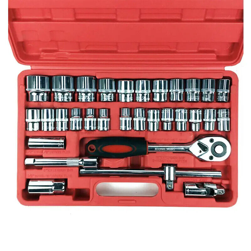 32Pcs CRV Socket Set 1/2in Ratchet Sleeve Wrench Quick Release Spanner Auto Re