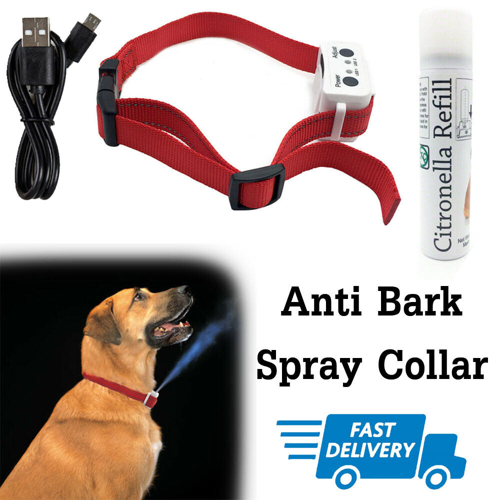 Spray Collar USB Rechargeable Set Dog Citronella AntiBark Stop Barking Humane