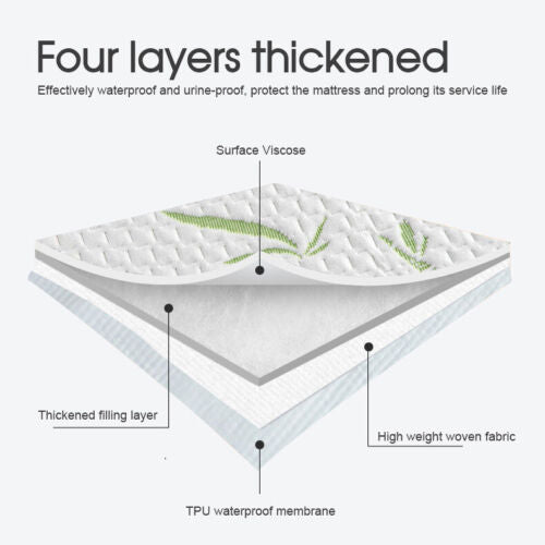 Bamboo Matress Waterproof Mattress Protector Bed Single King Queen Double NEW