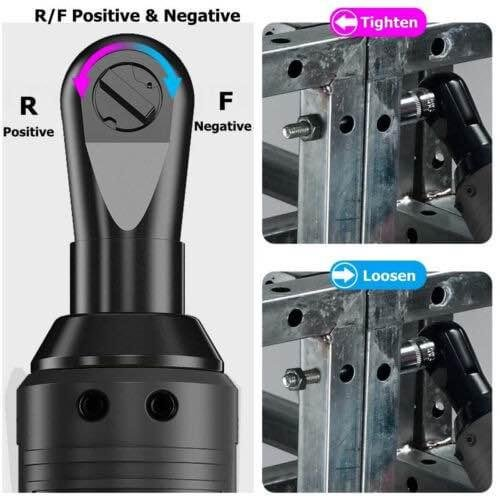 Cordless Electric Ratchet Right Angle Wrench Tool 3/8'' 18V 90° 100Nm +Battery