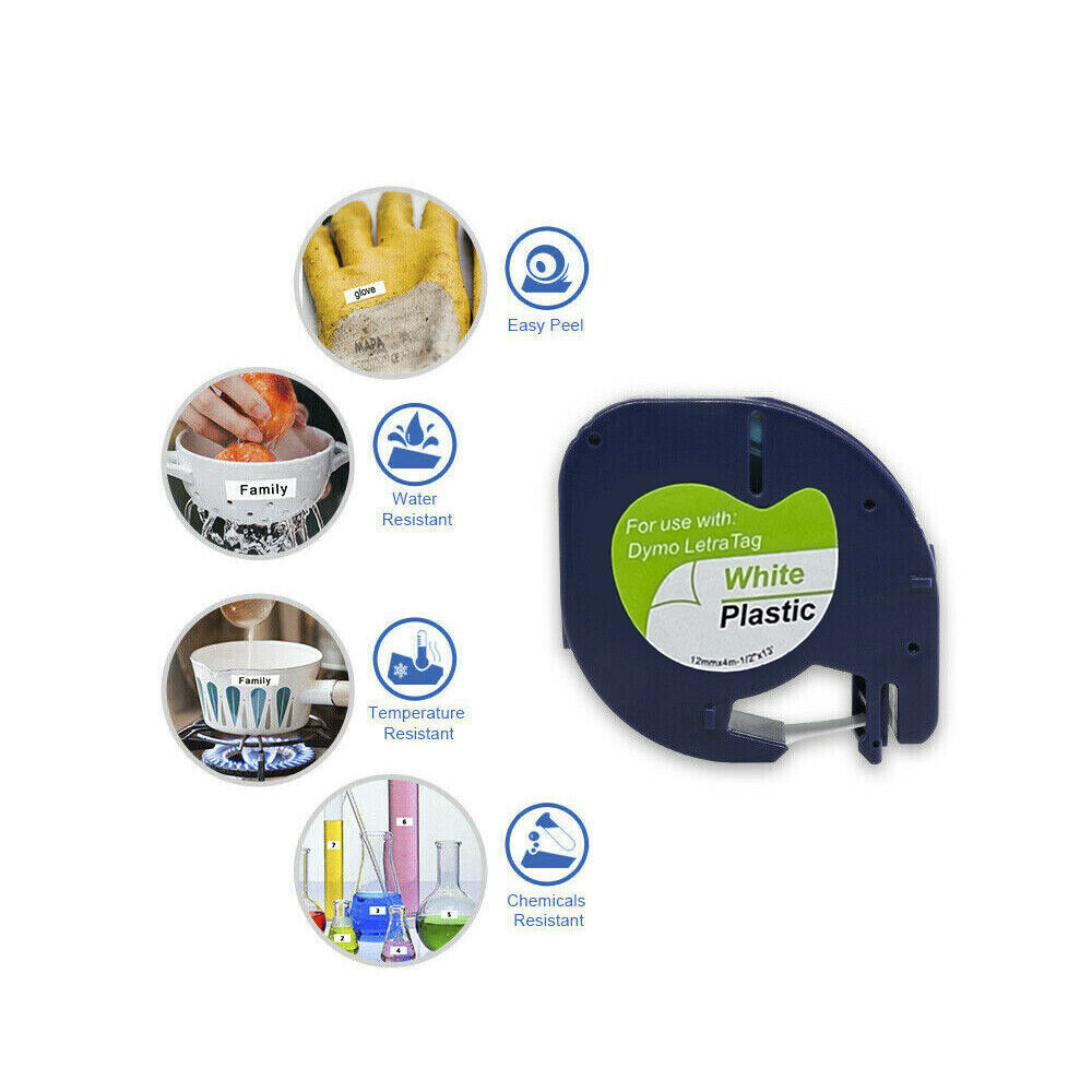 20PK Compatible Dymo LetraTag Refills 91331 Plastic Label Tape LT-100H 12mm x 4m