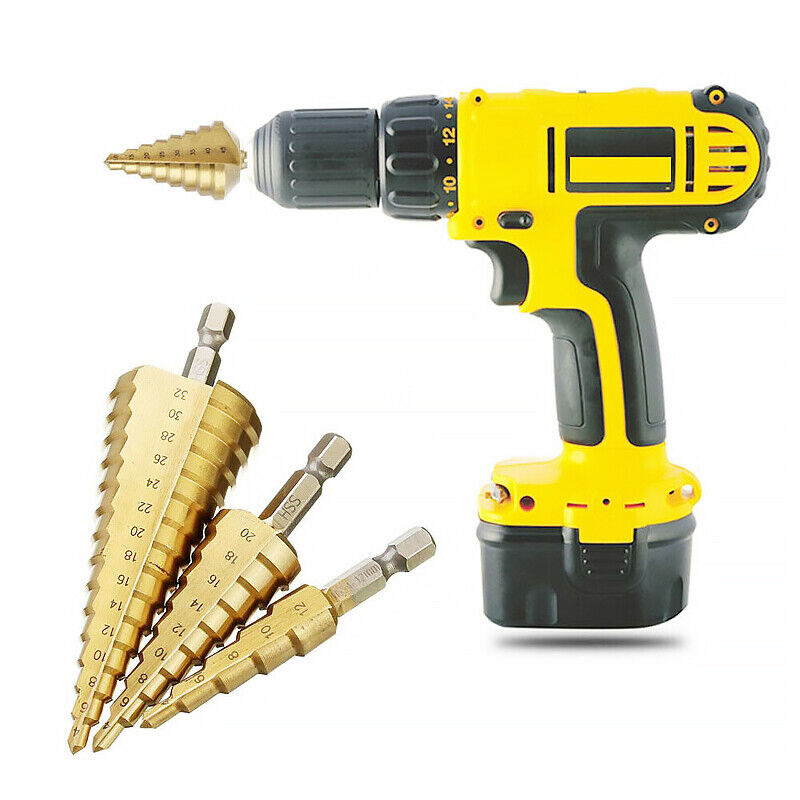 3Pcs Large HSS Speed Steel Step Cone Drill Titanium Bit Set Hole Cutter BIT