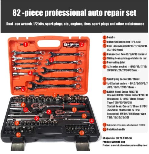 82 PCS Car Repair Tools Socket Wrench Set