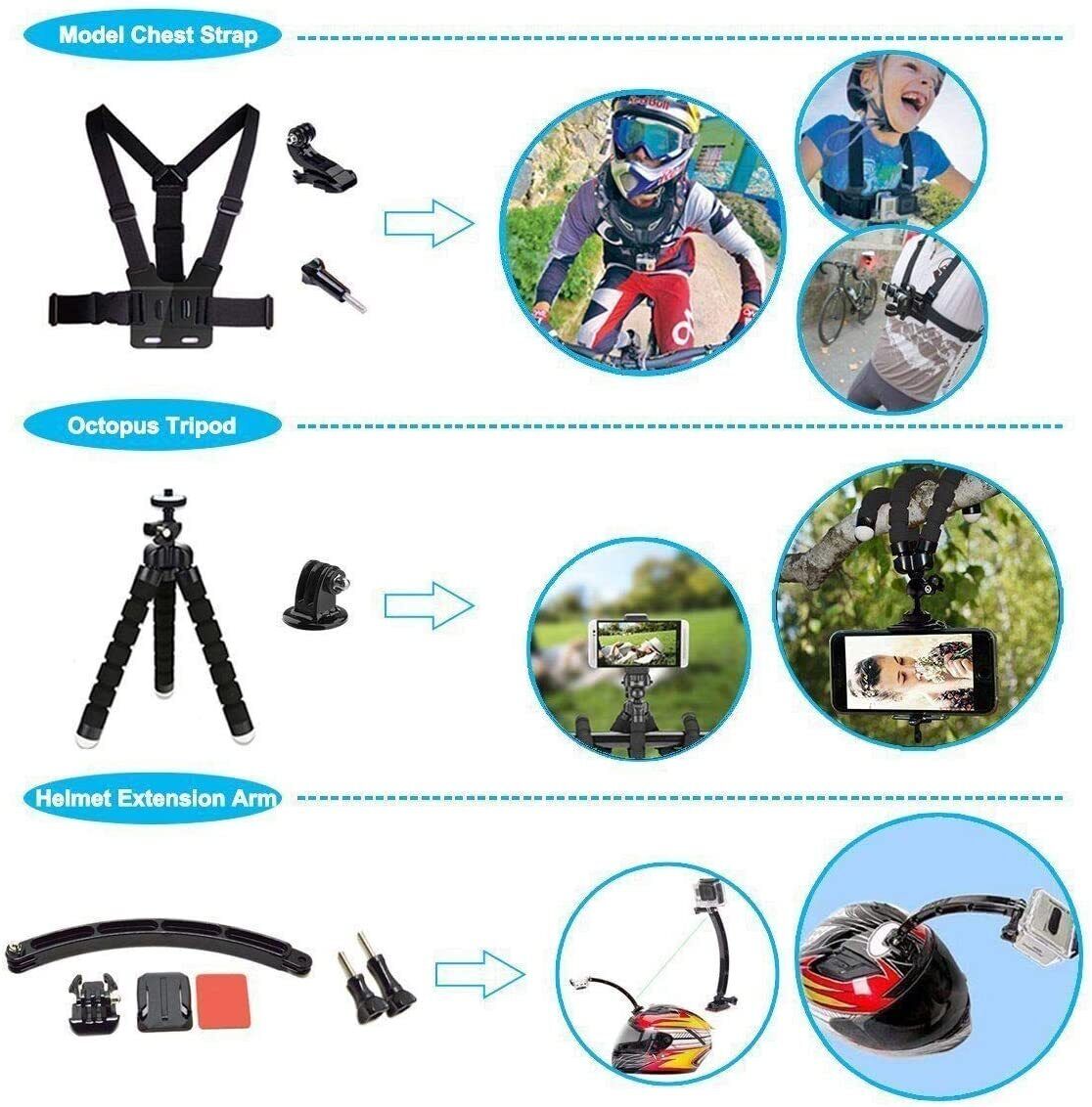 120pcs Accessories Pack Case Chest Head Float Monopod GoPro Hero 8 7 6 5 4 3+