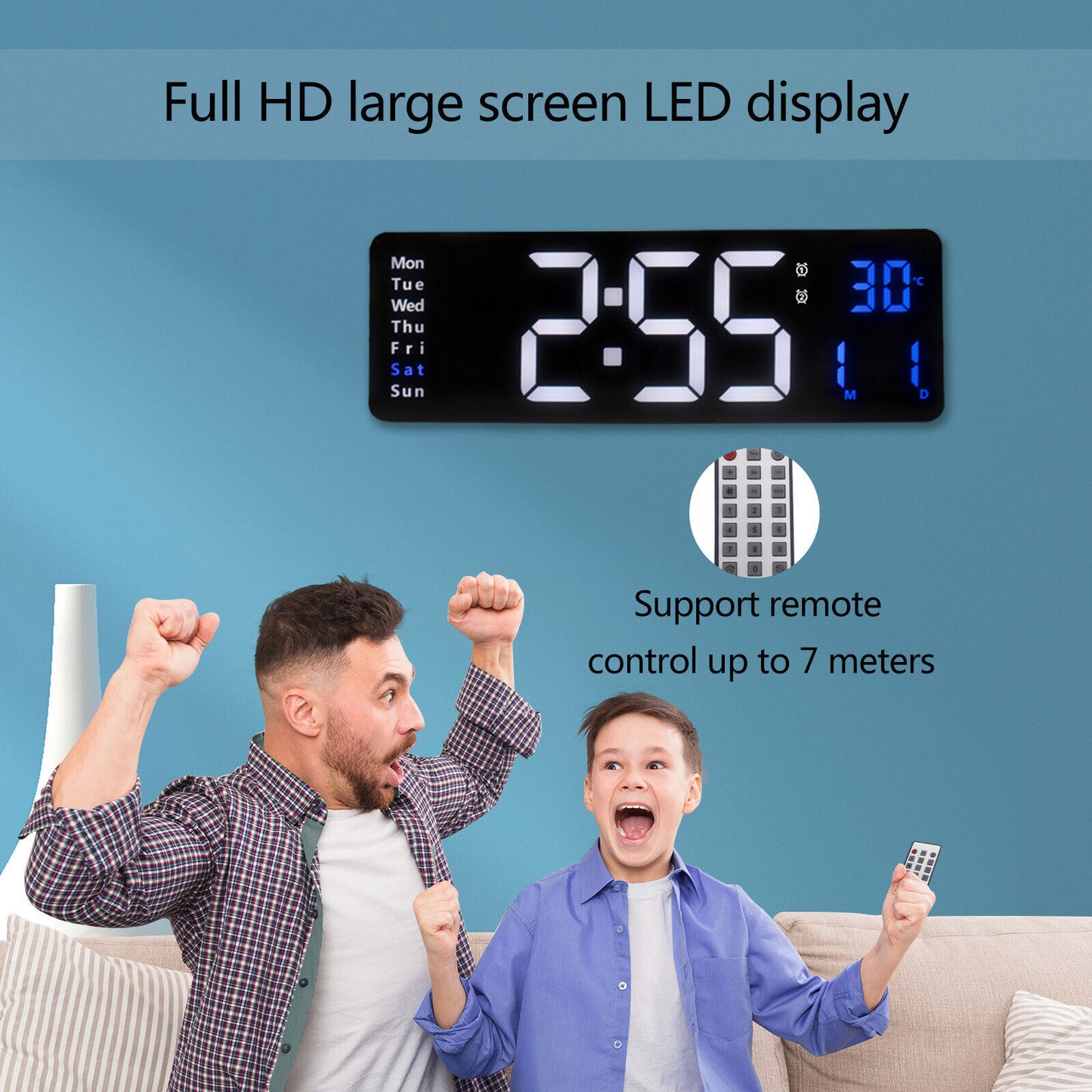 LED Large Big Jumbo Wall Desk Clock Digital Display With Calendar Temperature AU