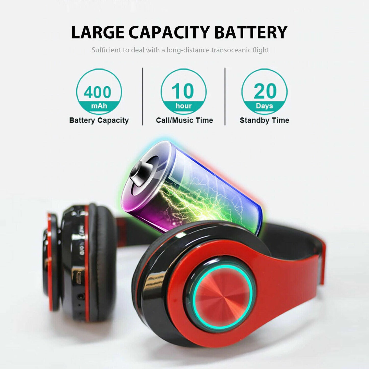 Bluetooth 5.0 Wireless Stereo Headphones Earphones For iPad Phone IOS Android