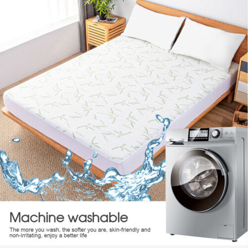 Bamboo Matress Waterproof Mattress Protector Bed Single King Queen Double NEW