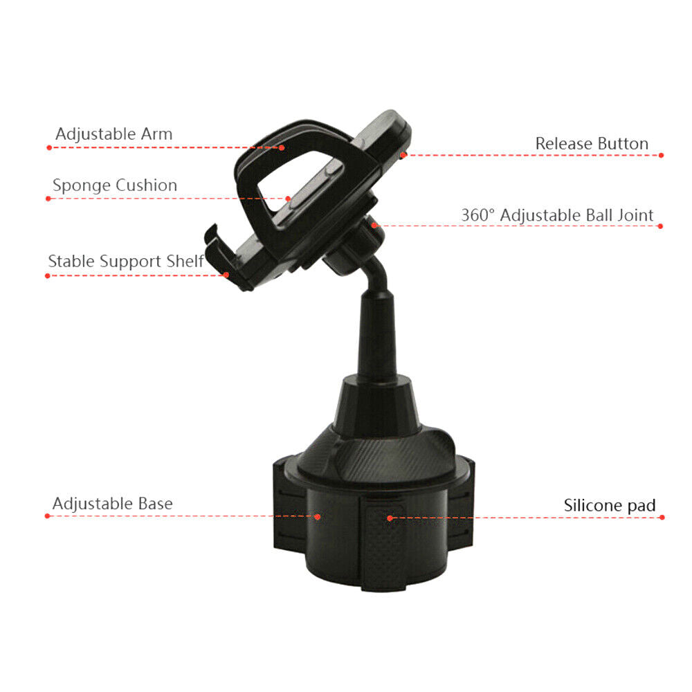 Universal Car Cup Holder Stand Cradle Adjustable 360 Degree Cell Phone Mount AU