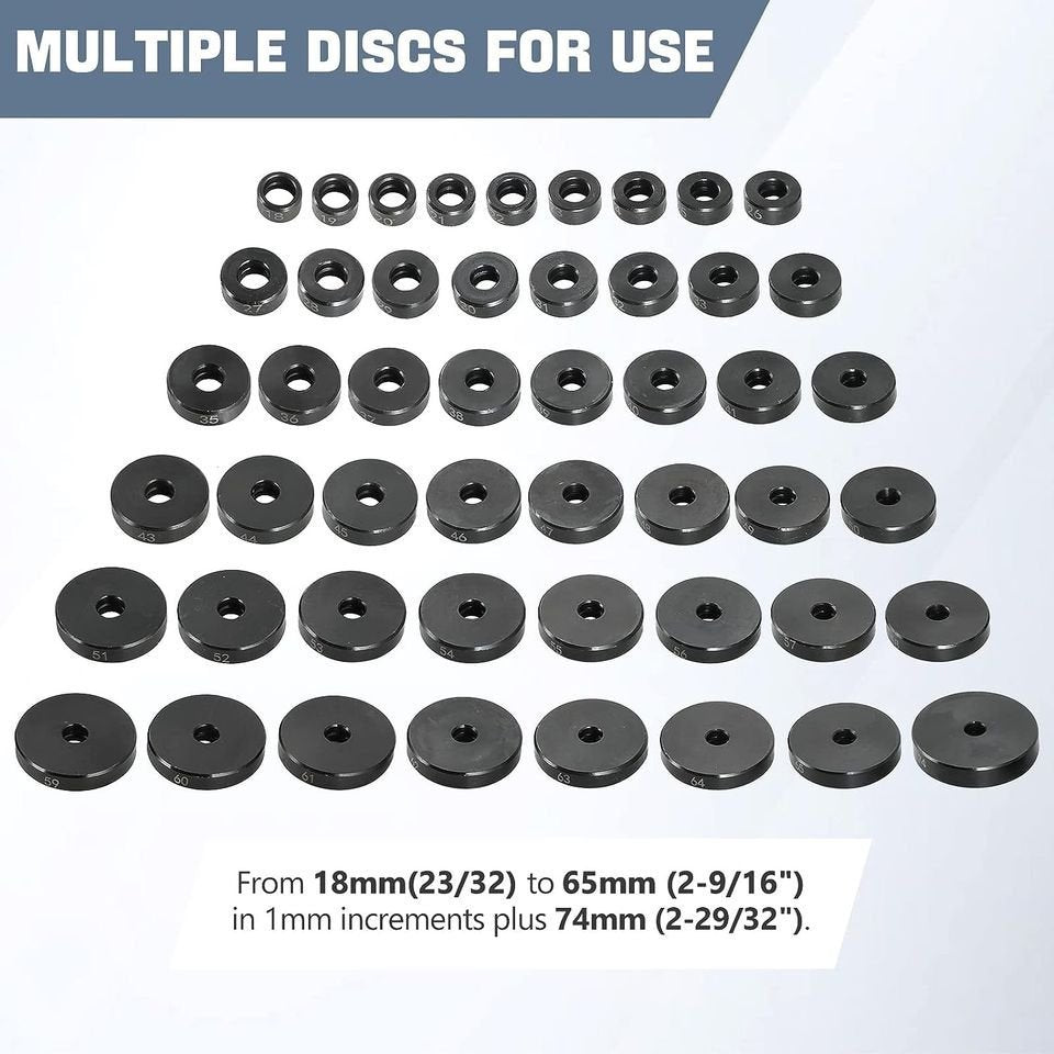 52PCs Custom Bushing Bearing Seal Driver Push Press Disc Tool Set kit 18mm-65mm