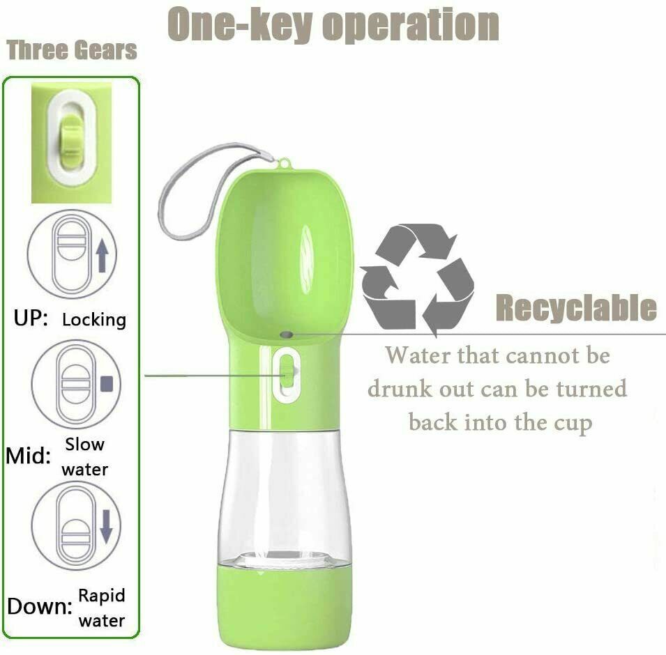 1X 2 IN 1 Portable Water/Food Feeder Bottle Pet Dog Cat Puppy Dispenser Travel