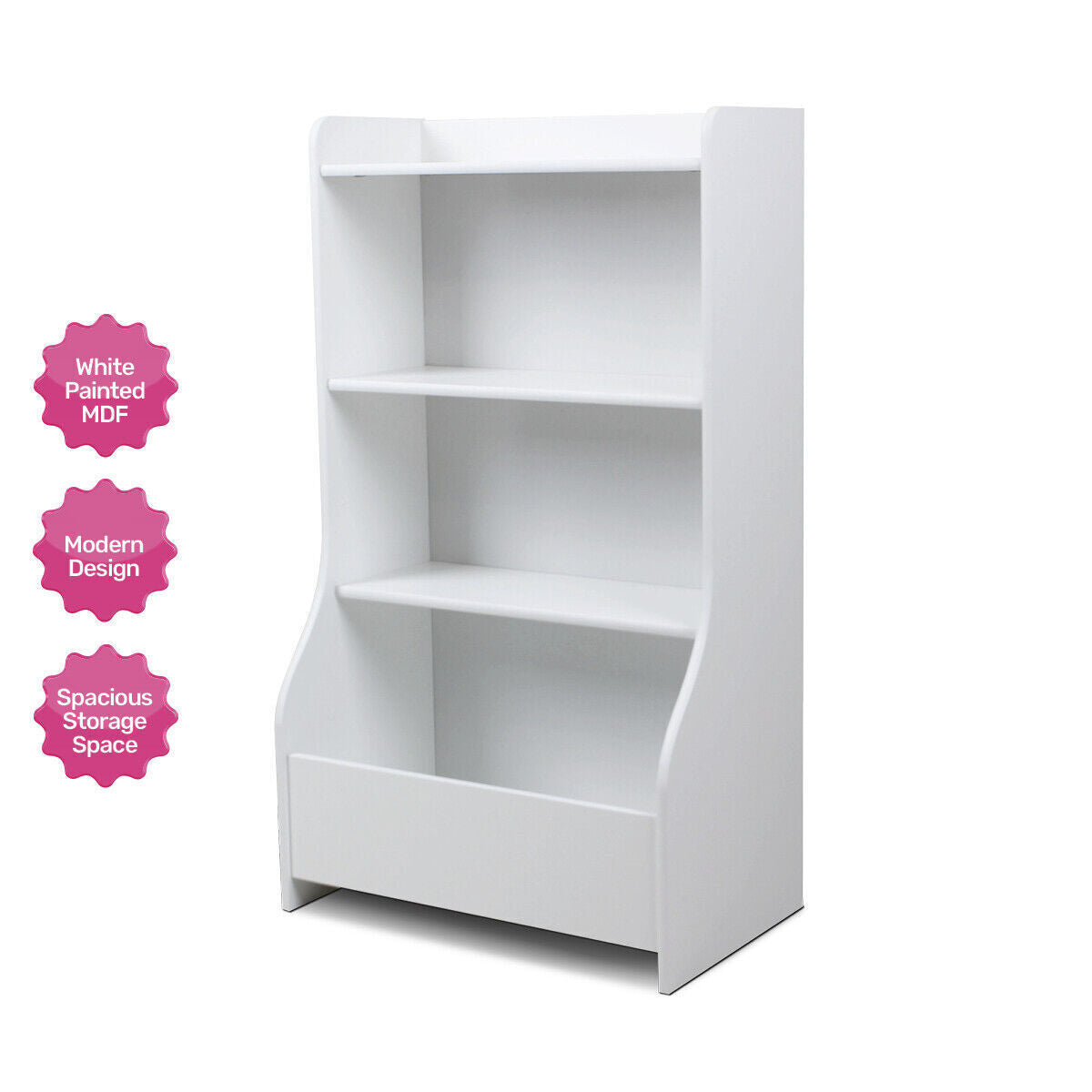 NEW Kids White Bookcase & Storage Spacious Stylish Shelving 88 x 50cm Au